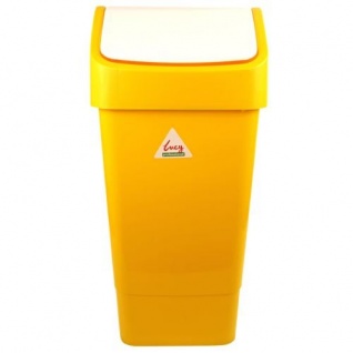 Lucy бак жёлтый мусорный с качающейся белой крышкой, 50 л