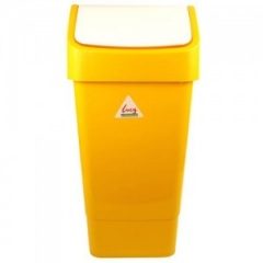 Lucy бак жёлтый мусорный с качающейся белой крышкой, 50 л