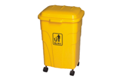 Бак жёлтый для мусора на колесах с крышкой 70 л