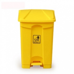 Бак жёлтый для мусора c педалью и крышкой 68 л