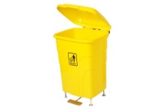 Бак жёлтый для мусора c педалью и крышкой 70 л