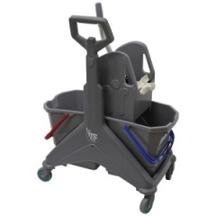 Тележка Nickita двухведерная (2*15 л), пластик.база серая с боковой ручкой и отжимом Tec Тележка Nickita двухведерная (2*15 л), пластик.база серая с боковой ручкой и отжимом Tec