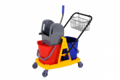 Тележка уборочная пластиковая рама, 2 ведра х 17 л., корзинка Тележка уборочная пластиковая рама, 2 ведра х 17 л., корзинка